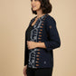 Navy Ikat Handwoven Open Front Cotton Blazer – Rekha Edition