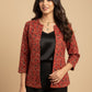 Red Ajrak Block Print - Rekha Handwoven Open Front Cotton Blazer