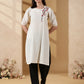 Indyvarna ANVI -Cotton Embroidered Kurta- Ivory Bloom