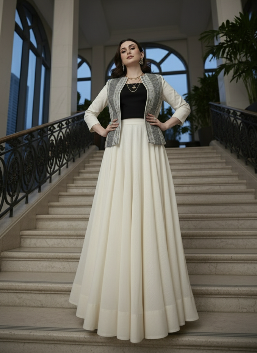 Open Front Blazer-Black & White -Effortless Power. Everyday Elegance.