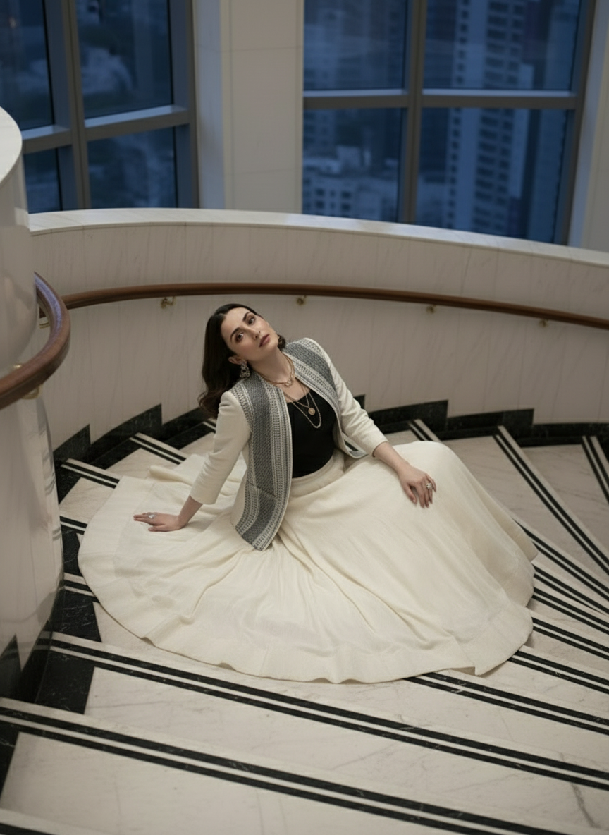 Open Front Blazer-Black & White -Effortless Power. Everyday Elegance.