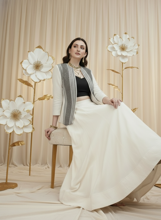 Open Front Blazer-Black & White -Effortless Power. Everyday Elegance.