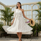 Selene One-Shoulder White Midi Dress