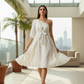 Selene One-Shoulder White Midi Dress