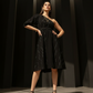 Selene One-Shoulder Black Midi Dress
