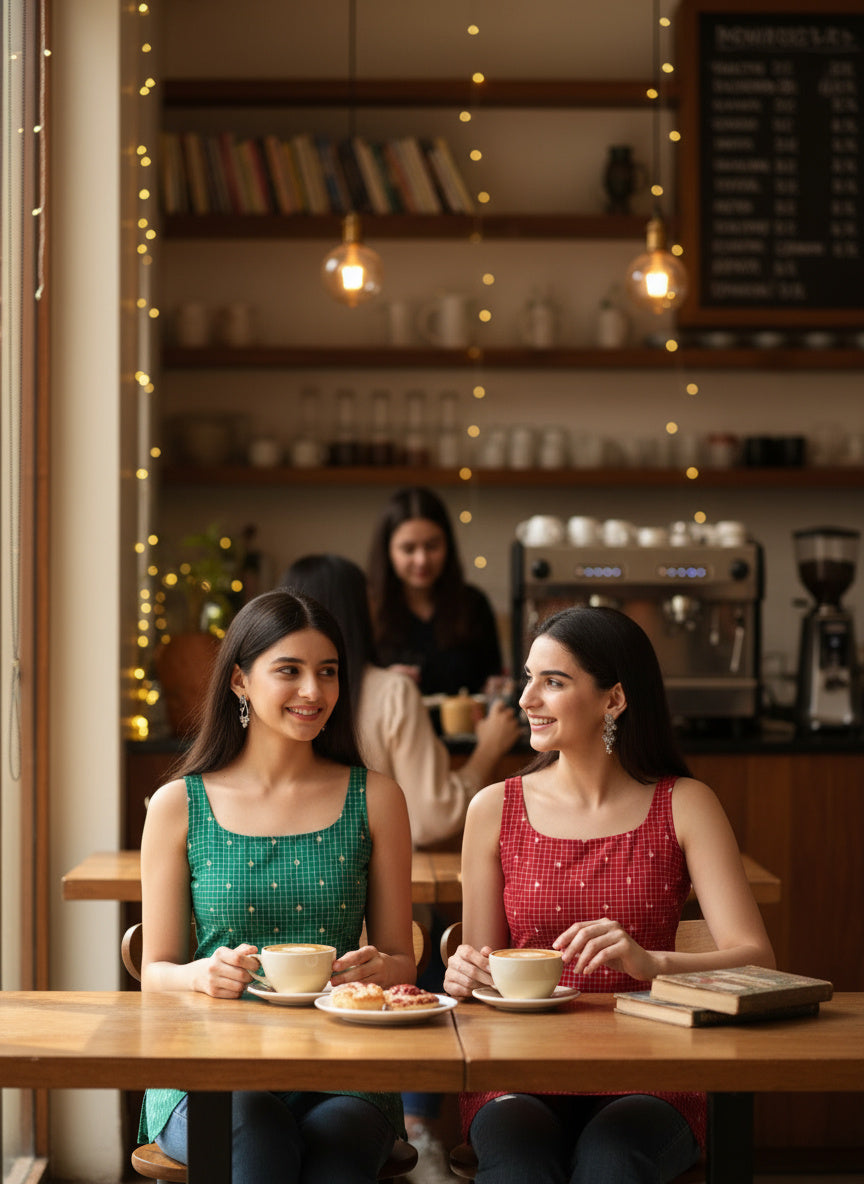 Kiyara Deep U-Back Cotton Kurti -RED