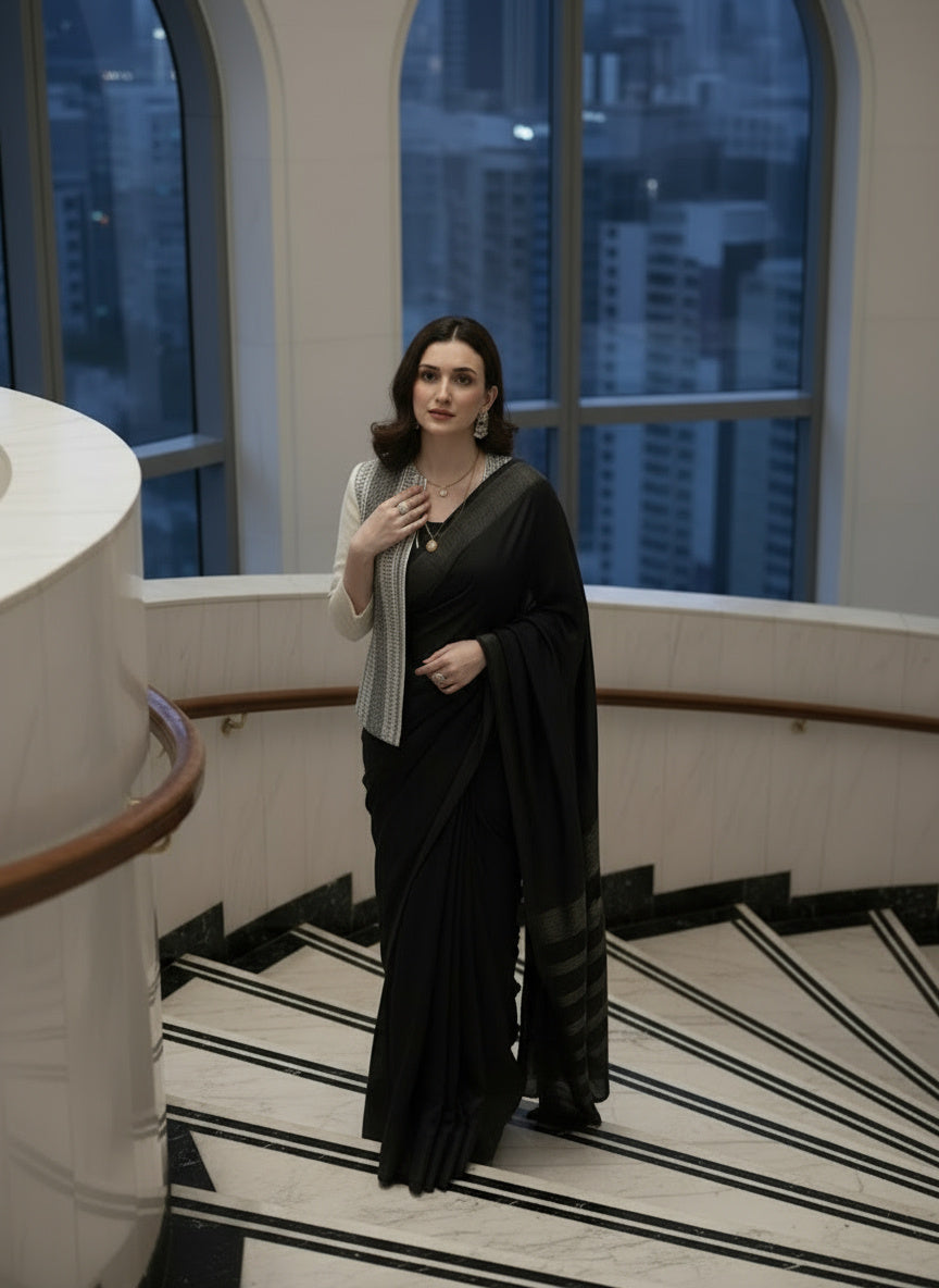 Open Front Blazer-Black & White -Effortless Power. Everyday Elegance.