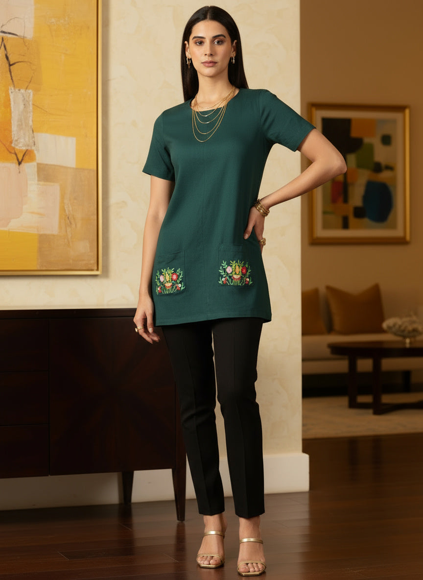 Sage Blossom Pocket Dress