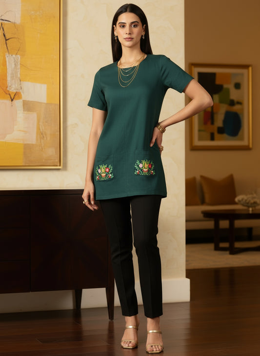 Sage Blossom Pocket Dress