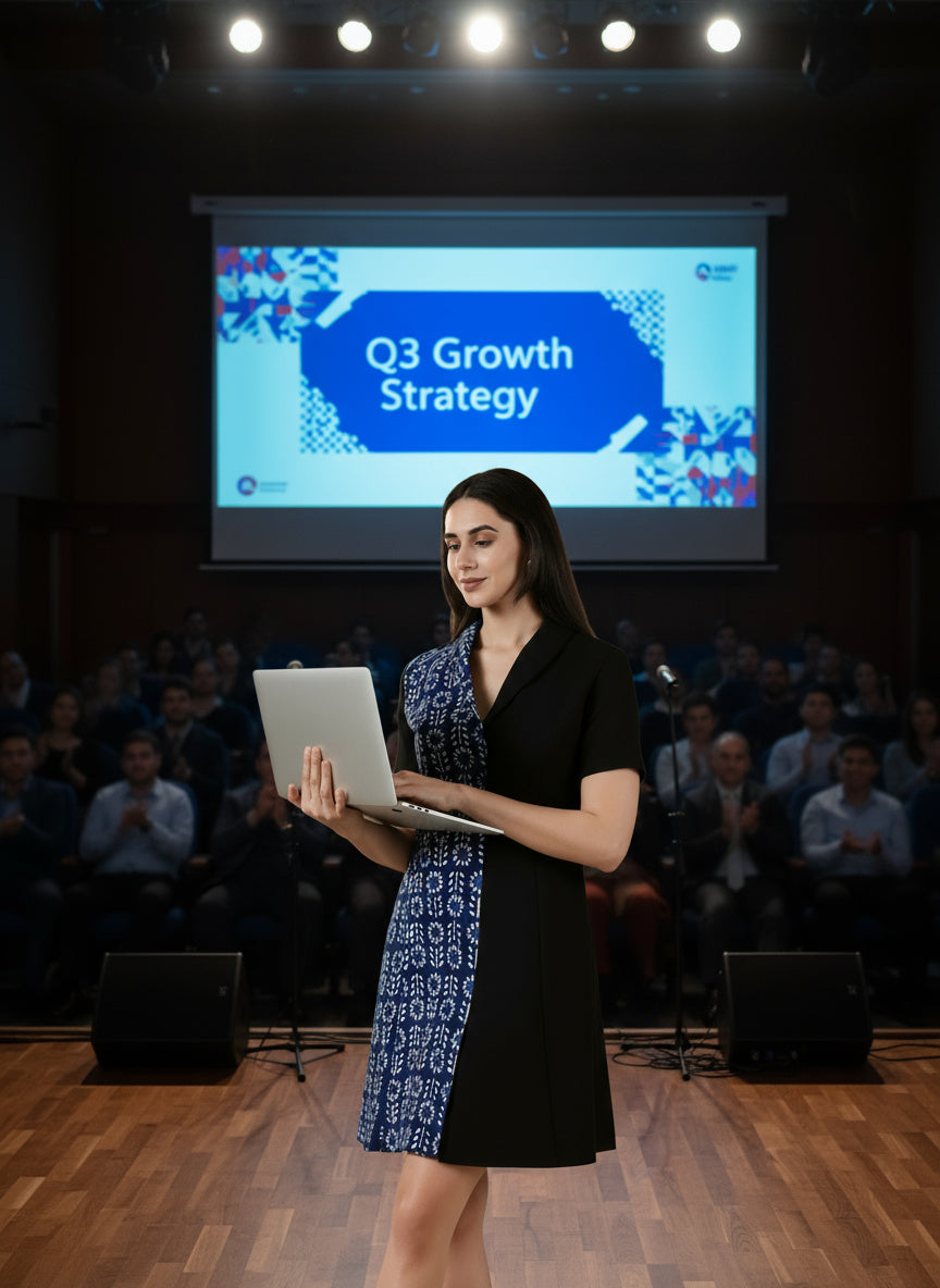 Kaya Half & Half Indigo Cotton Work Dress – Indigo & Black