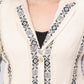 Detailed view of Elegant Black And White Blazer In Jute Cotton, office wear for women
