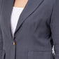 A zoomed out view of lady in Stylish Grey Blazer with Modern Motif, womens workwear
