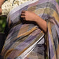 closure look of a woman posing wearing multicolor checks saree with collared blouse