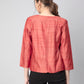 The view from back of Earthy RED Pure Tussar Blazer, formal office wear for women