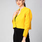 Vibrant Yellow Solid Cropped Blazer