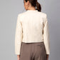 The view from back of Beige Blazer In Pure Cotton, formal office wear for women