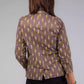 The view from back of Grey Yellow Ikkat Blazer In Pure Cotton, formal office wear for women