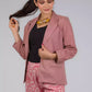 A lady in Chevron Red Blazer In Pure Cotton, womens workwear standing against a grey background