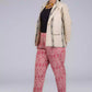 A view of Pink Woven Ikkat bottom In Pure Cotton, formal blazer for women wearing a blazer
