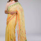 A picture of Jamdani hand weaving saree, womens workwear standing against a grey background