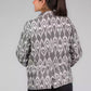 The view from back of Grey Woven Ikkat Blazer In Pure Cotton, formal office wear for women