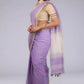 A picture of Lilac Blush Linen Saree, womens workwear standing against a grey background  