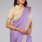 A pretty lady in Lilac Blush Linen Saree, a office wear for women
