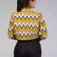 The view from back of Green Chevron Blazer In Pure Cotton, formal office wear for women