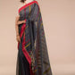 This is image of formal office wear saree which is in Grey and Pink border Pure Cotton Saree