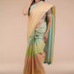 a woman in Casual Horizontal stripes Multicolor Cotton Saree, a business formal for women standing in front of a beige backdrop