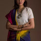 This is view of model in  the Blue and Pink & Yellow Pallu & Designs In Pure Cotton Saree, formal office wear for women