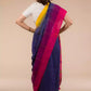 This is view from back of the Blue and Pink & Yellow Pallu & Designs In Pure Cotton Saree, formal office wear for women