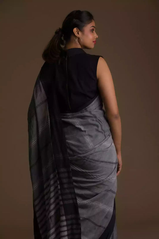  This is image of formal office wear saree which is in Grey With Pure Cotton Saree