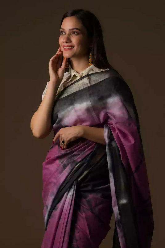Aesthetically pleasing picture of a lady in a Shibori Cotton Viscose Saree