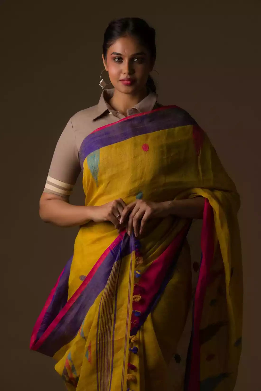 The woman in picture is wearing women workwear saree