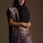 woman in ethnic posing wearing purple saree with black blouse 