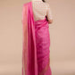 This is view from back of Pretty Pink Plain In Pure Linen Saree, formal office wear for women