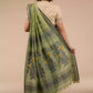 zoomed out version of view from back of Myrtle Linen Saree in Olive Green, formal office wear for women