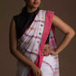 A beautiful lady in White & Red In Cotton Saree, a office wear for women