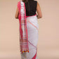 This is view from back of White & Red In Cotton Saree, formal office wear for women