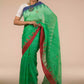 A beautiful lady in Green Jamdani hand weaving In Pure Linen Saree, a office wear for women