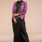 zoomed out version  of Indy Ebony Linen Saree in black, formal office wear for women